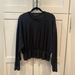 Zara knit long sleeve top with cinched waist